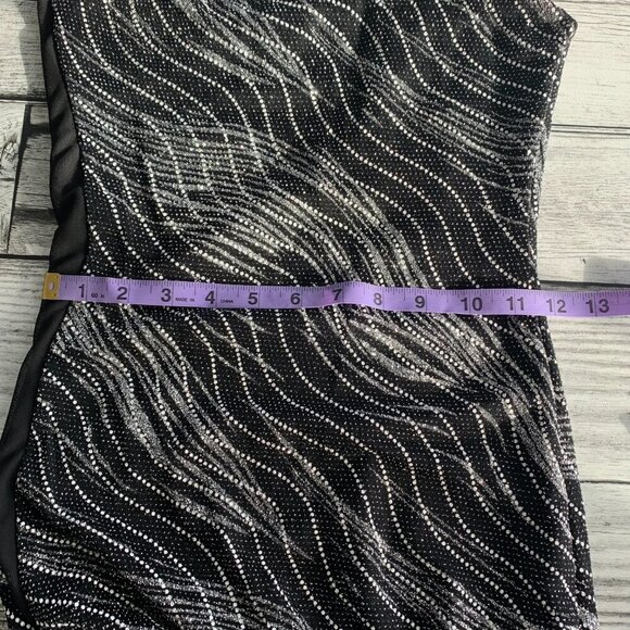 Vintage 90s Y2K One Shoulder Asymmetric High Low Hem Metallic Maxi Dress - Picture 14 of 16